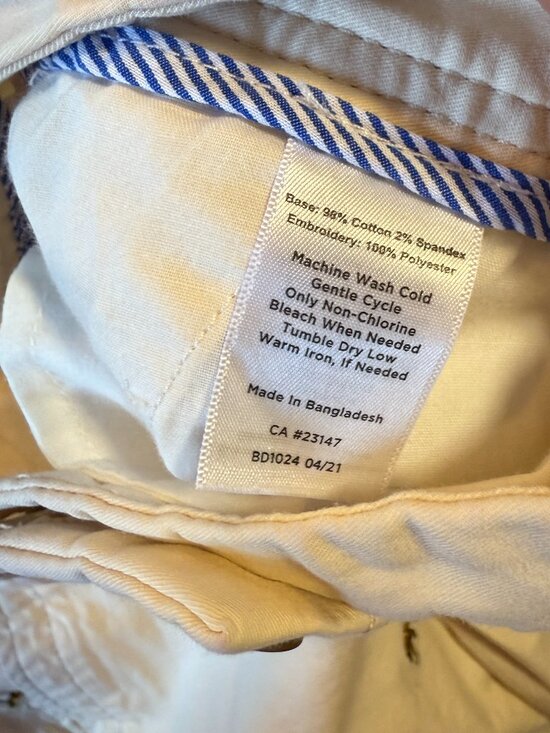 Talbots Relaxed Chino Tiger Embroidery Print 6P Petite Khakis Patterned - Picture 9 of 10